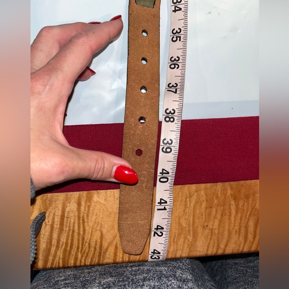 Fossil LEATHER straps Chain Link BROWN BELT 35-39” olive Tan Copper Buckle large - Picture 16 of 16